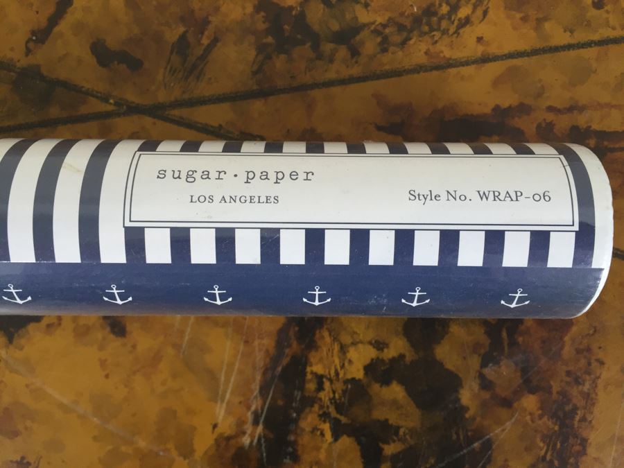 Metal Basket Filled With (12) New Designer Gift Wrapping Paper Rolls - See Photos [Photo 9]