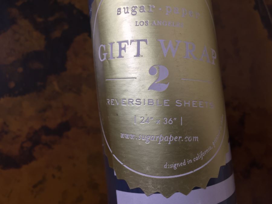 Metal Basket Filled With (12) New Designer Gift Wrapping Paper Rolls - See Photos [Photo 10]