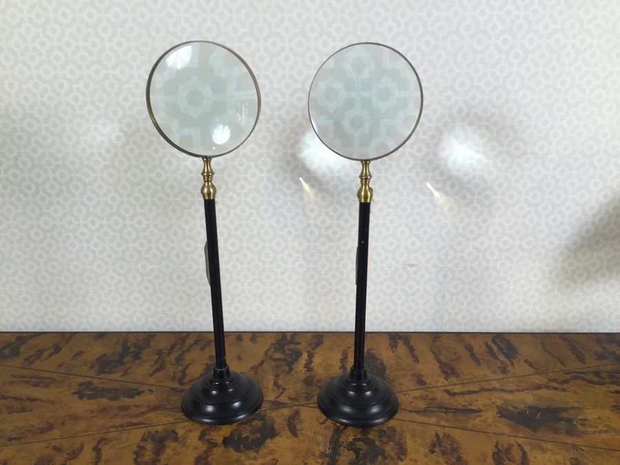 Pair Of Magnifying Glasses With Adjustable Metal Stands