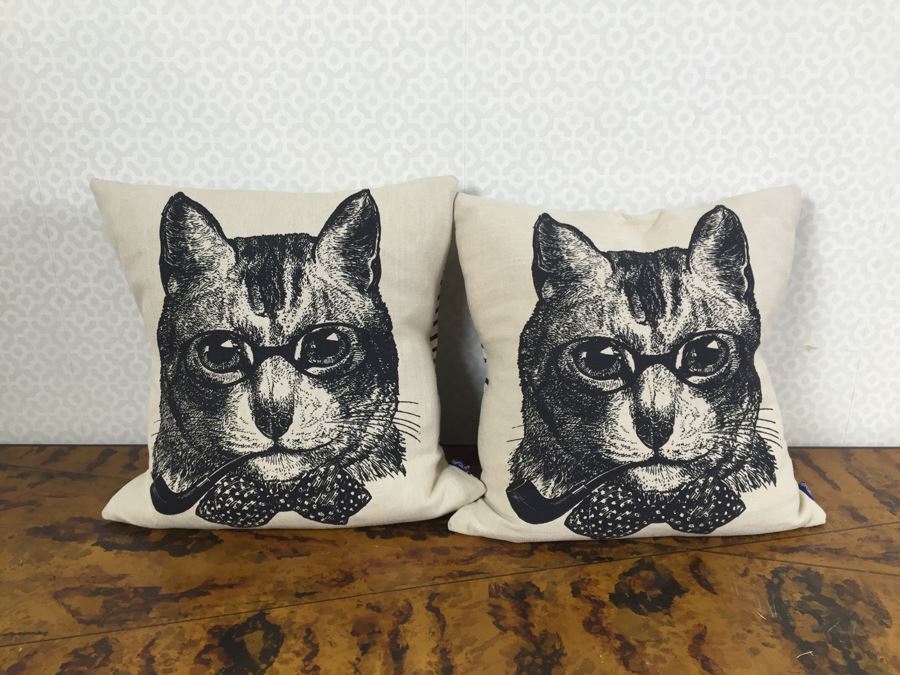 Pair Of New Chase And Wonder Cat Print Throw Pillows 17' X 17'