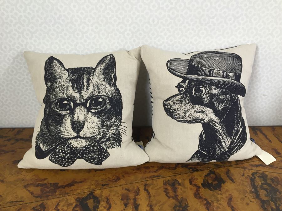 Pair Of New Chase And Wonder Cat And Dog Print Throw Pillows