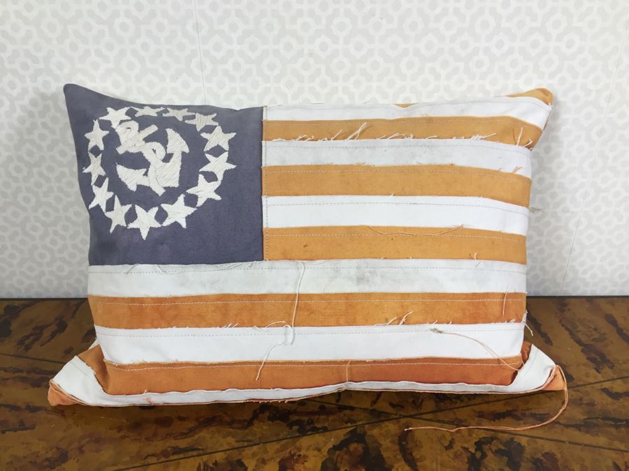 Pair Of New Designer American Flag USN Throw Pillows (Large: 24' X 24') [Photo 8]