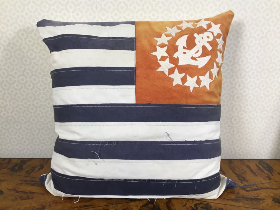Pair Of New Designer American Flag USN Throw Pillows (Large: 24' X 24') [Photo 2]
