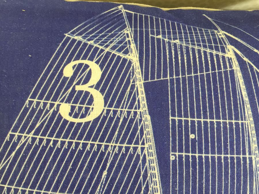 Pair Of Designer American Flag USN Throw Pillows (Large: 24' X 24') Blue Pillow Retails $185 [Photo 8]