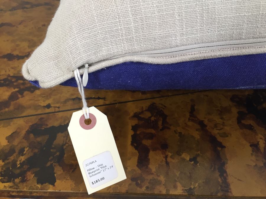 Pair Of Designer American Flag USN Throw Pillows (Large: 24' X 24') Blue Pillow Retails $185 [Photo 6]