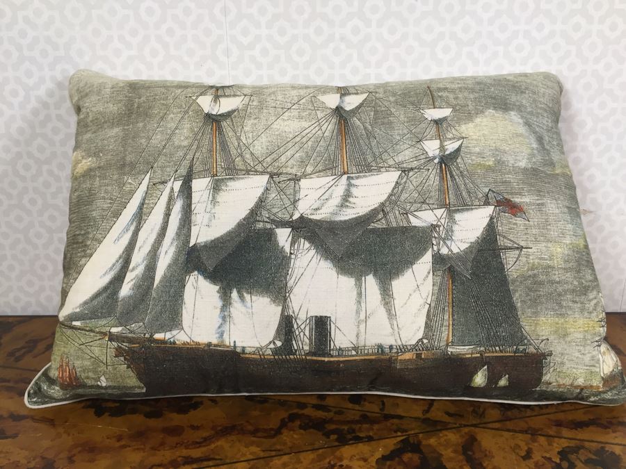 Pair Of Designer American Flag USN Throw Pillows (Large: 24' X 24') Blue Pillow Retails $185 [Photo 11]