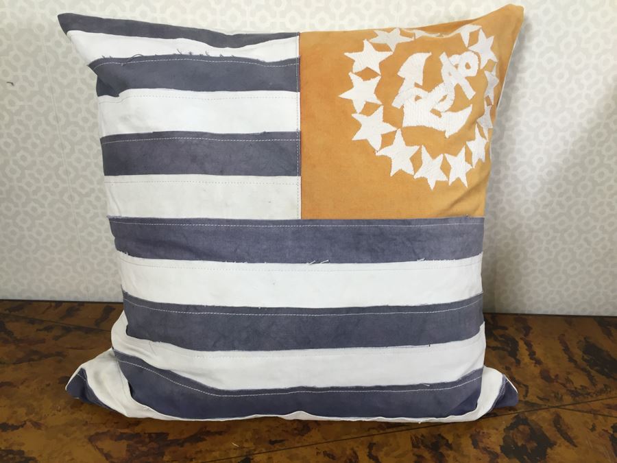 Pair Of Designer Stitched American Flag USN Throw Pillows 24' X 24' [Photo 2]