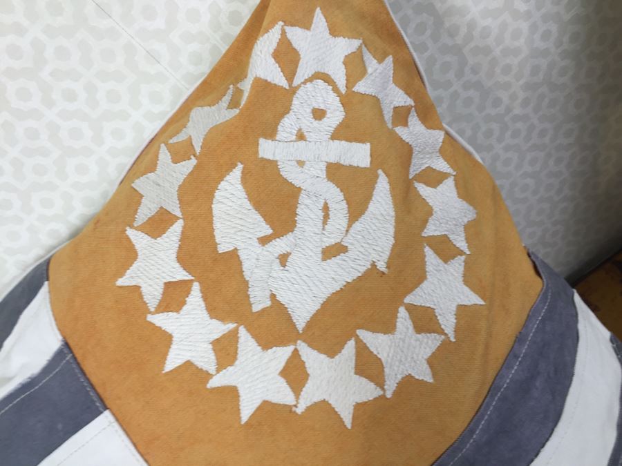 Pair Of Designer Stitched American Flag USN Throw Pillows 24' X 24' [Photo 3]