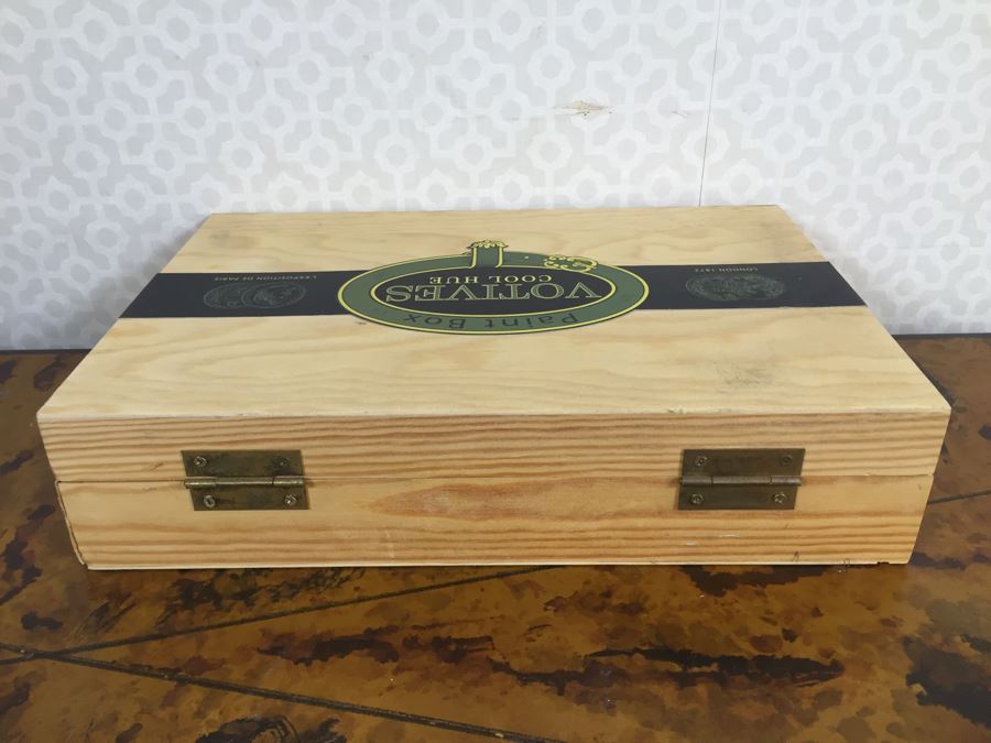 Artist's Easel, Vintage Wooden Paint Box And Votives Cool Hue Paint Box - See Photos [Photo 12]