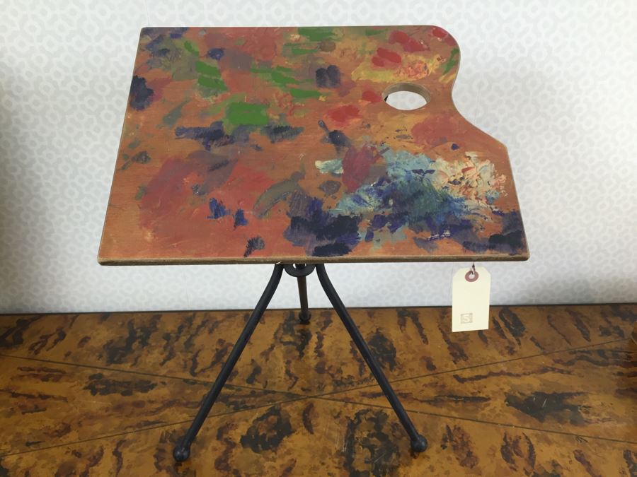 Artist's Easel, Vintage Wooden Paint Box And Votives Cool Hue Paint Box - See Photos [Photo 2]