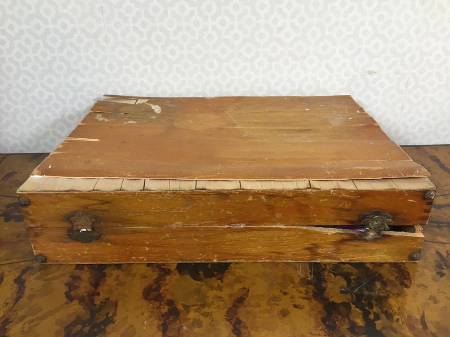 Artist's Easel, Vintage Wooden Paint Box And Votives Cool Hue Paint Box - See Photos [Photo 8]