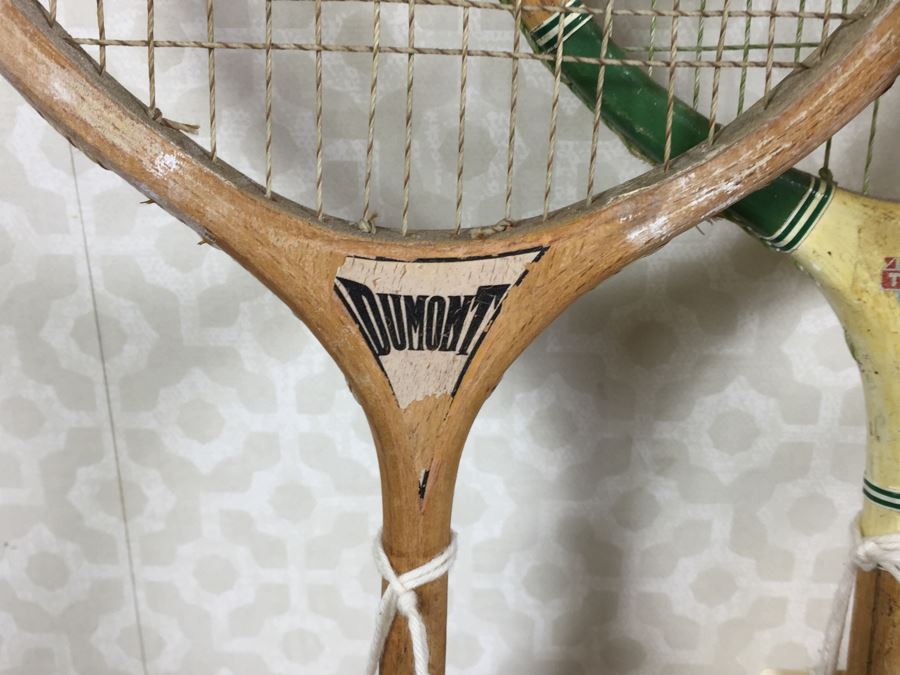 Vintage Badminton Rackets, Shuttlecocks, R.S.L. Feather Shuttlecocks With Original Canister And Glass Umbrella Stand [Photo 5]