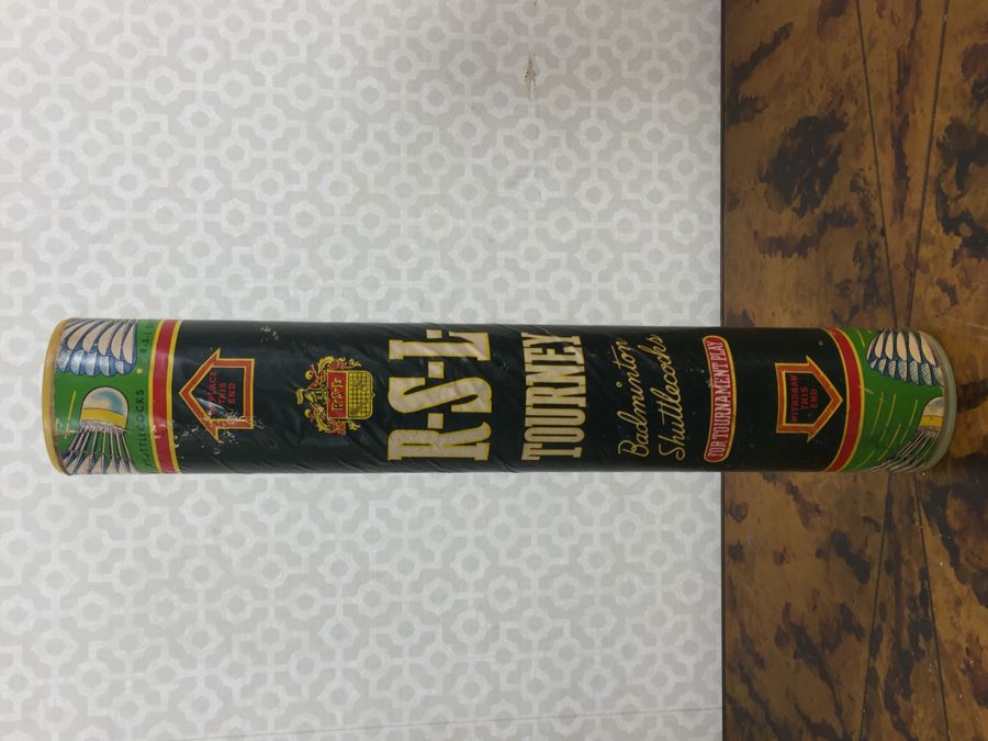 Vintage Badminton Rackets, Shuttlecocks, R.S.L. Feather Shuttlecocks With Original Canister And Glass Umbrella Stand [Photo 12]