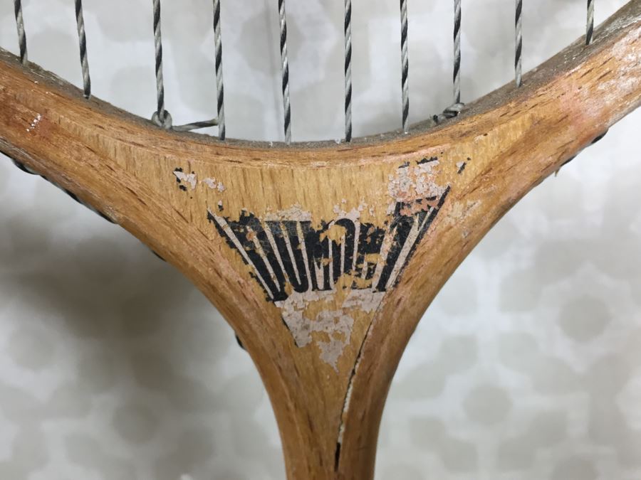 Vintage Badminton Rackets, Shuttlecocks, R.S.L. Feather Shuttlecocks With Original Canister And Glass Umbrella Stand [Photo 9]