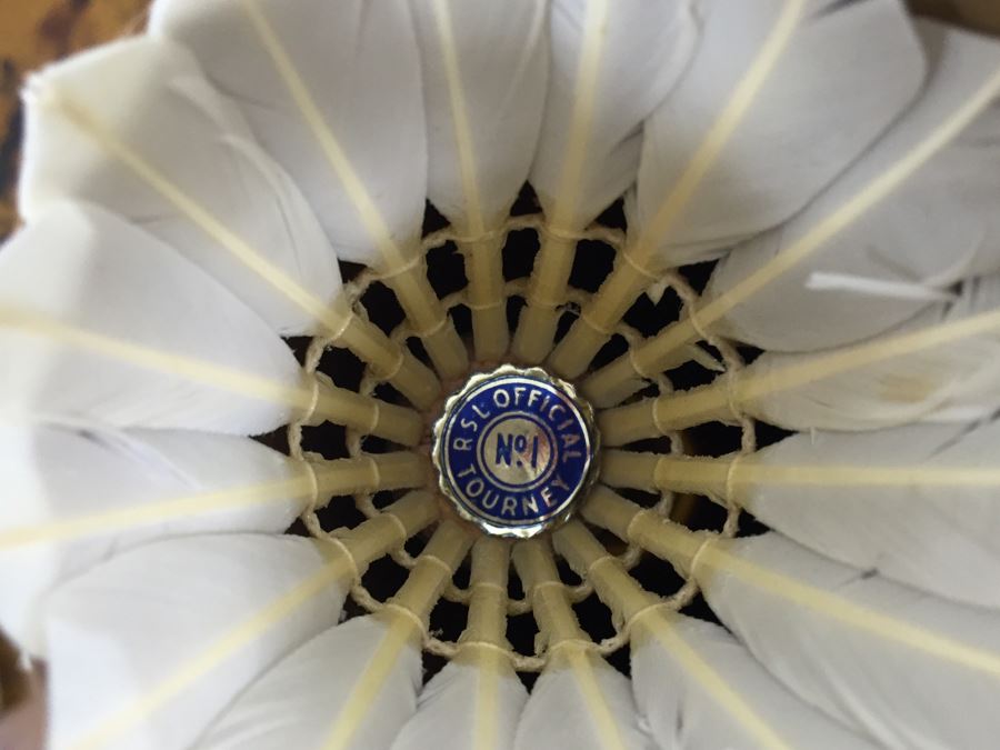 Vintage Badminton Rackets, Shuttlecocks, R.S.L. Feather Shuttlecocks With Original Canister And Glass Umbrella Stand [Photo 16]