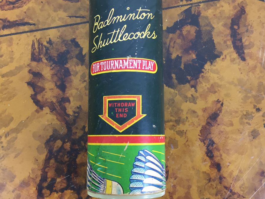 Vintage Badminton Rackets, Shuttlecocks, R.S.L. Feather Shuttlecocks With Original Canister And Glass Umbrella Stand [Photo 15]