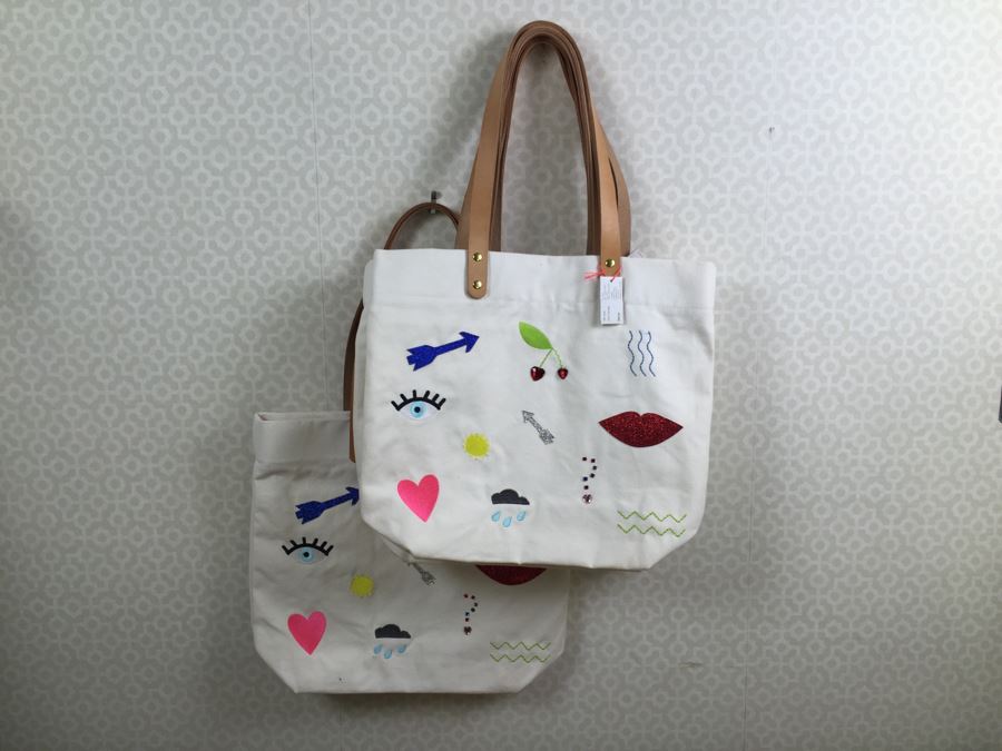 JUST ADDED - Set Of (4) NEW Canvas Meri Meri Tote Bags  [Photo 2]