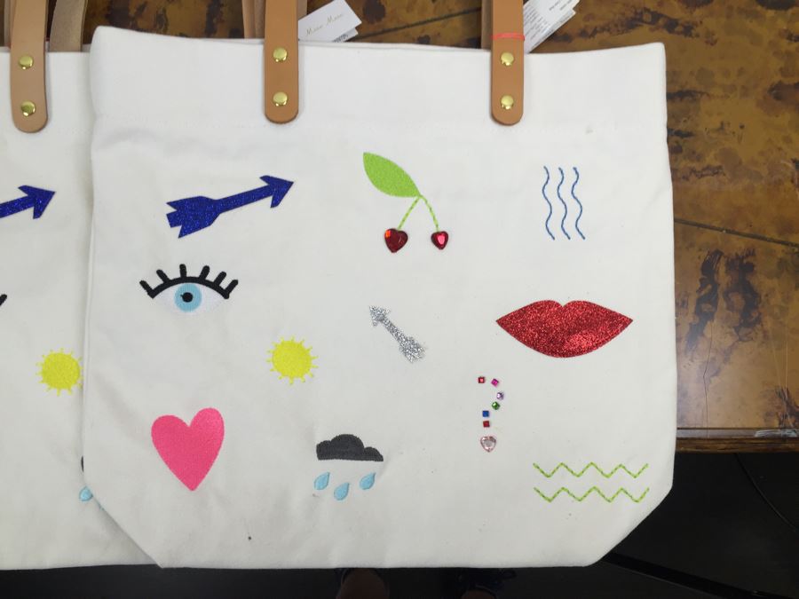 JUST ADDED - Set Of (4) NEW Canvas Meri Meri Tote Bags  [Photo 3]