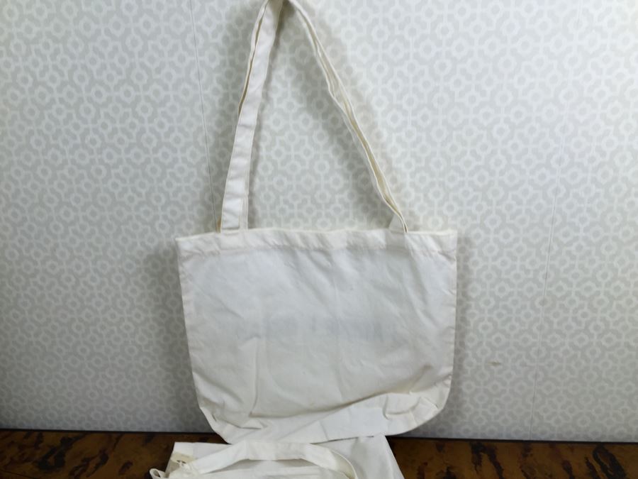 JUST ADDED - Set Of (2) NEW White Canvas Bags J'Adore L'Ocean [Photo 5]