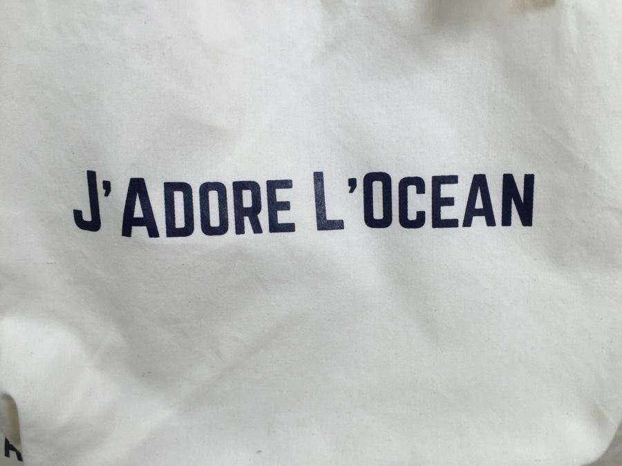 JUST ADDED - Set Of (2) NEW White Canvas Bags J'Adore L'Ocean [Photo 3]
