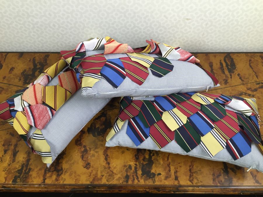 JUST ADDED - Set Of (3) NEW Designer Tie Throw Pillows [Photo 5]