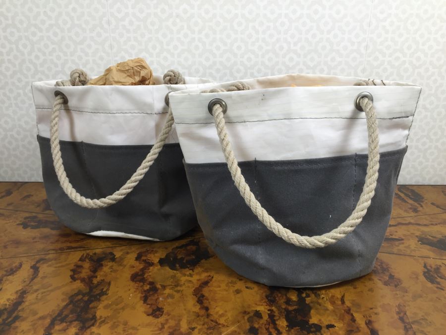 JUST ADDED - (2) NEW Nautical Sea Bags Tote Bags With Rope Handles [Photo 1]