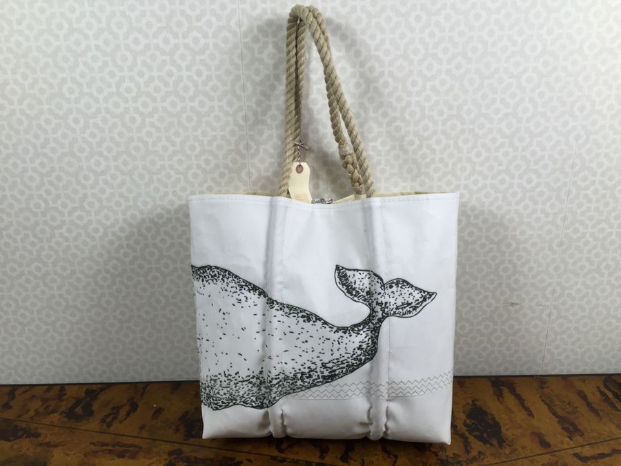 Pair Of Nautical Rope Handle Whale Print Tote Bags Retails $300 [Photo 2]
