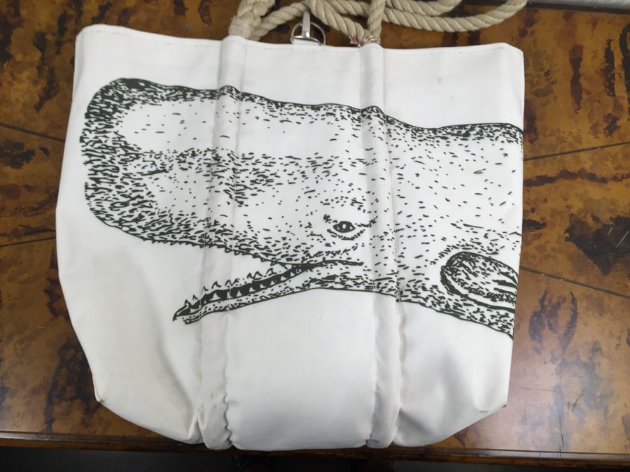 Pair Of Nautical Rope Handle Whale Print Tote Bags Retails $300 [Photo 5]