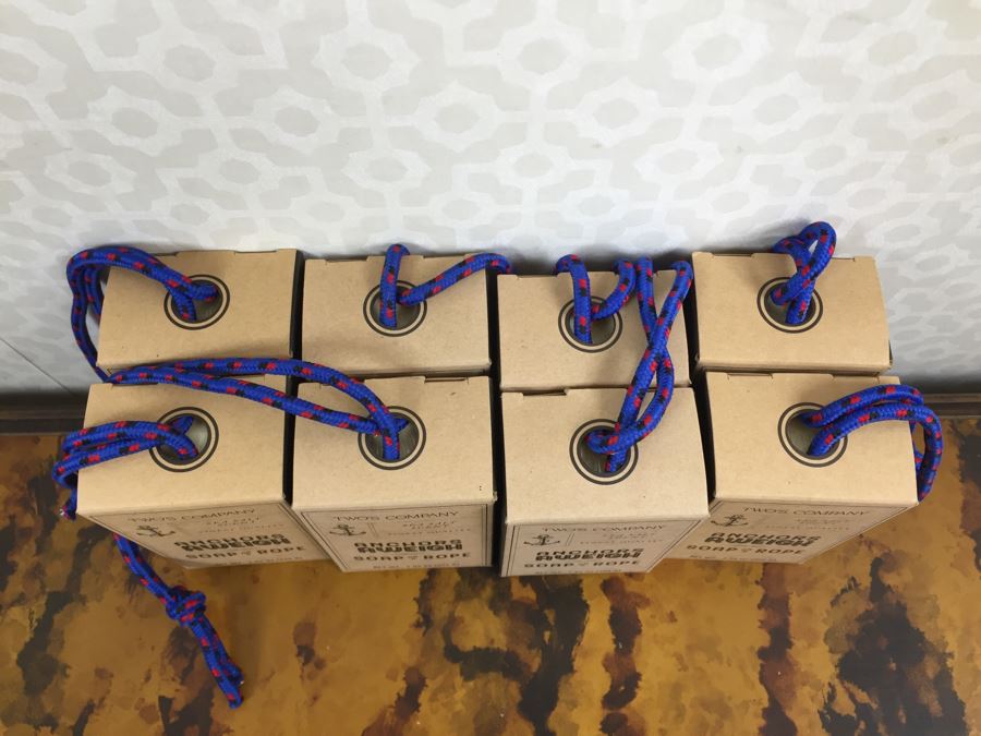 JUST ADDED - Set Of (8) NEW Two's Company Sea Salt Scent Soap On A Rope Bars [Photo 2]