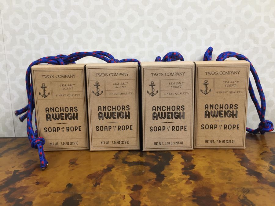 JUST ADDED - Set Of (8) NEW Two's Company Sea Salt Scent Soap On A Rope Bars [Photo 1]