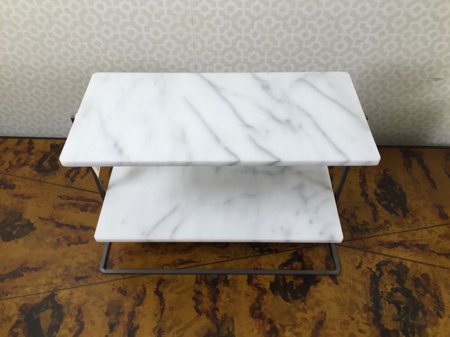 JUST ADDED - 2-Tier Metal And Marble Store Display Stand With (12) NEW Kusmi Tea Boxes [Photo 5]