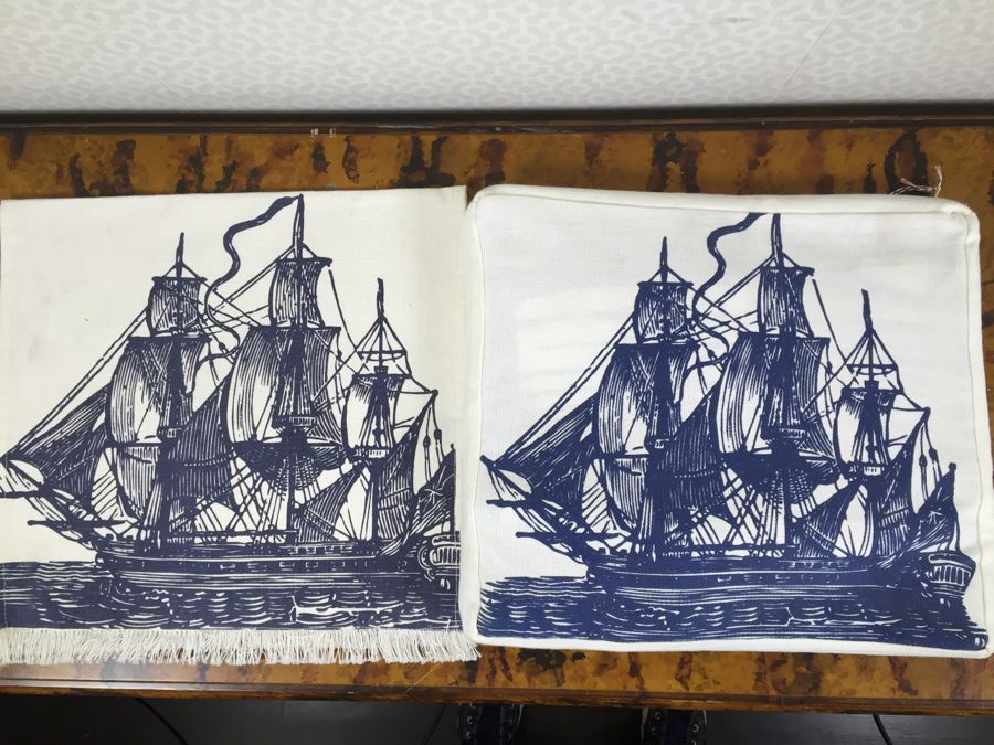 JUST ADDED - Seafarer Nautical Hand Towel And Matching Cotton Shower Curtain From Thomaspaul [Photo 1]