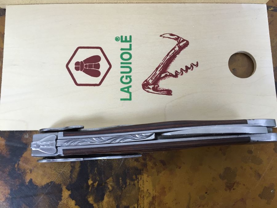 Picnic Basket Filled With New Products Including Laguiole Pocket Knife Bar Tool (Retails $65), (5) Manners For Women Books, Metal Ice Bucket And Various Linens [Photo 8]