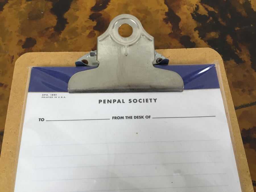 JUST ADDED - Pair Of Notepads With Clipboards, Silverplate Trophy Bowl Filled With Motel Keychains And Questionable Merit Badge Patches [Photo 7]