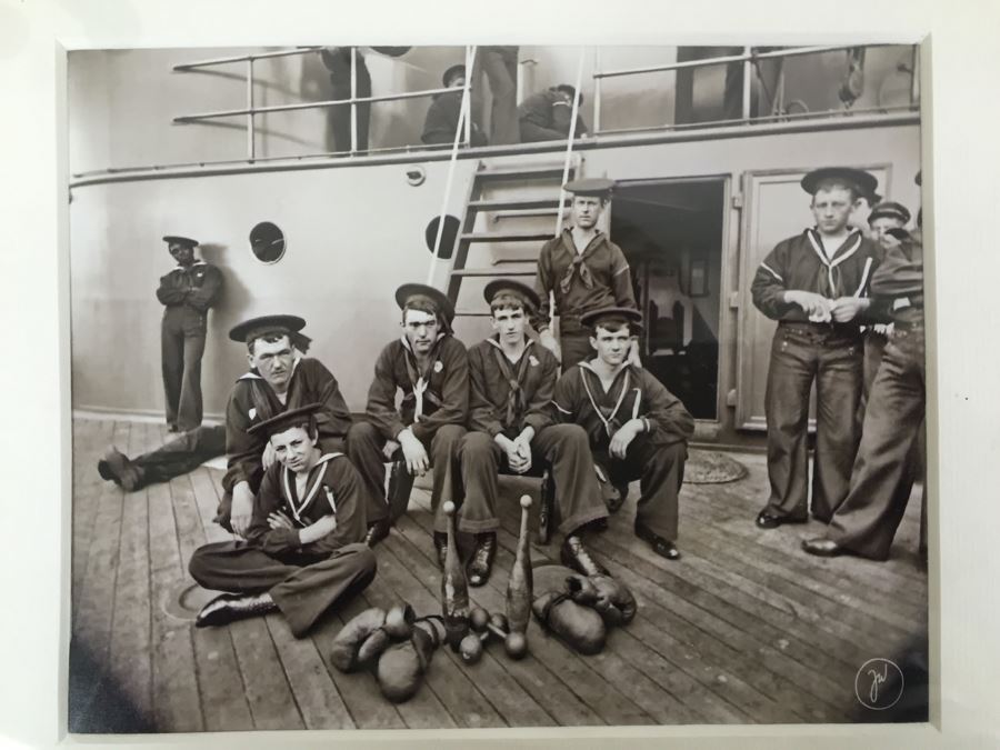 Vintage French Photograph And Set Of (3) Wooden Exercise Pins Indian Clubs  [Photo 8]