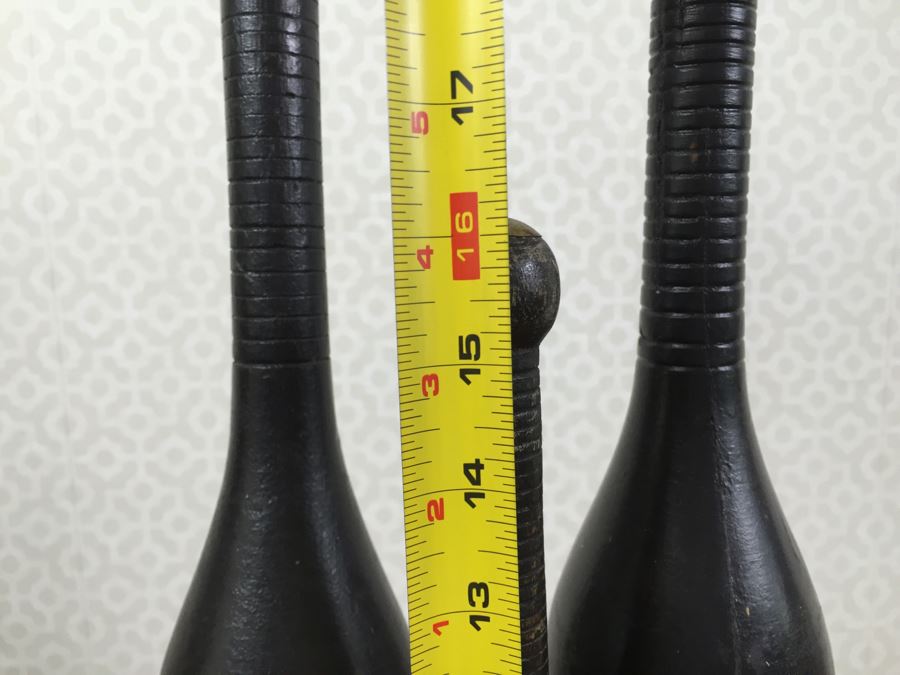 Vintage French Photograph And Set Of (3) Wooden Exercise Pins Indian Clubs  [Photo 6]