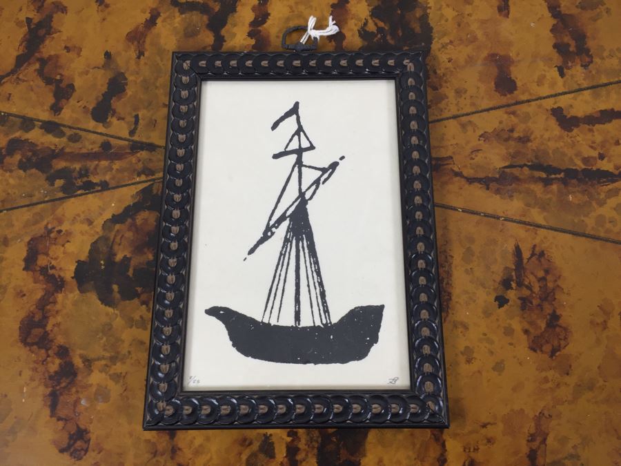 JUST ADDED - Pair Of Framed Limited Edition Artist Signed Nautical Prints Of Whale And Ship [Photo 2]