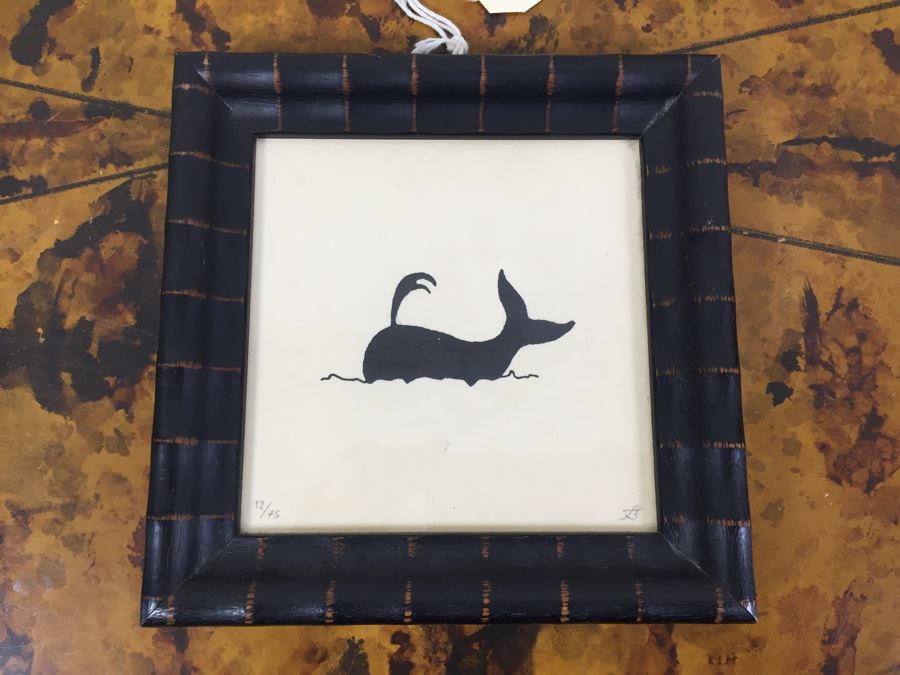 JUST ADDED - Pair Of Framed Limited Edition Artist Signed Nautical Prints Of Whale And Ship [Photo 8]