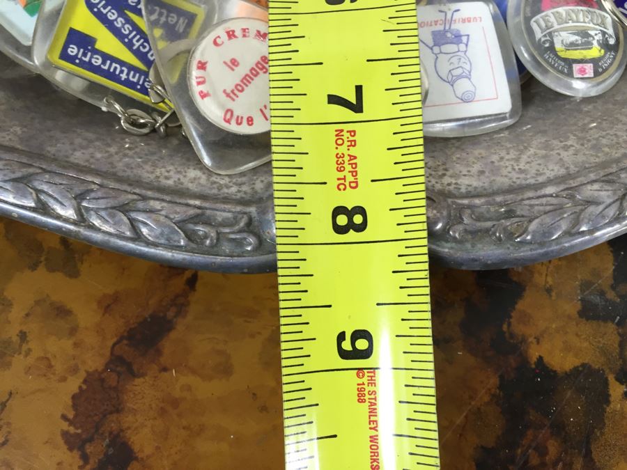 JUST ADDED - Silverplate Sailing Trophy Tray Loaded With Vintage Keychains [Photo 7]