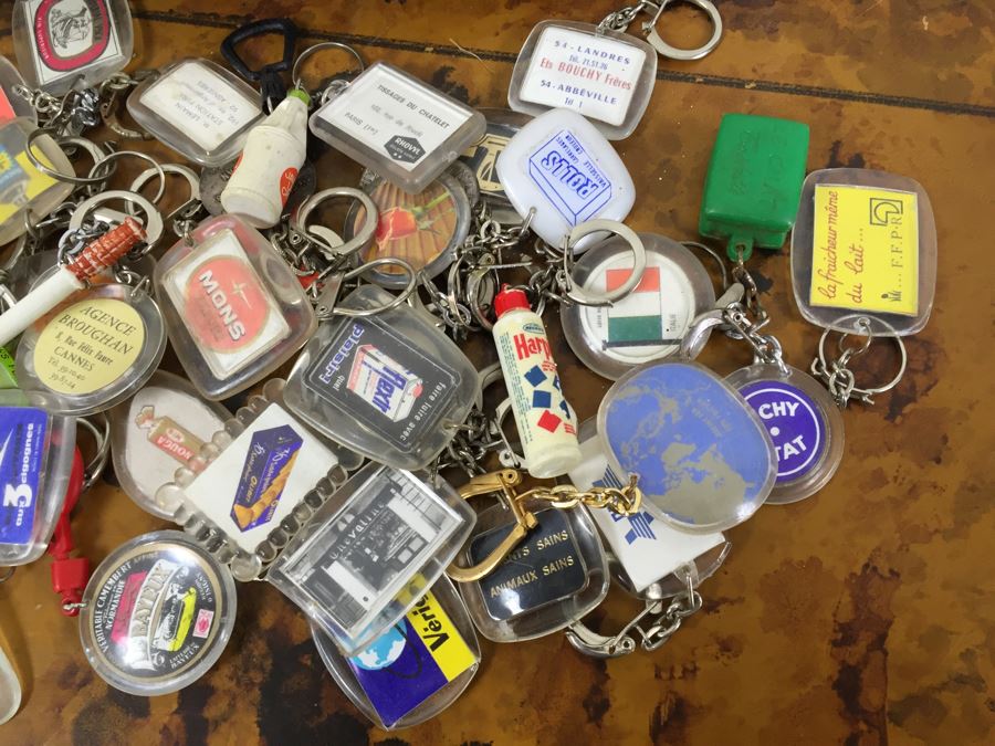 JUST ADDED - Silverplate Sailing Trophy Tray Loaded With Vintage Keychains [Photo 3]