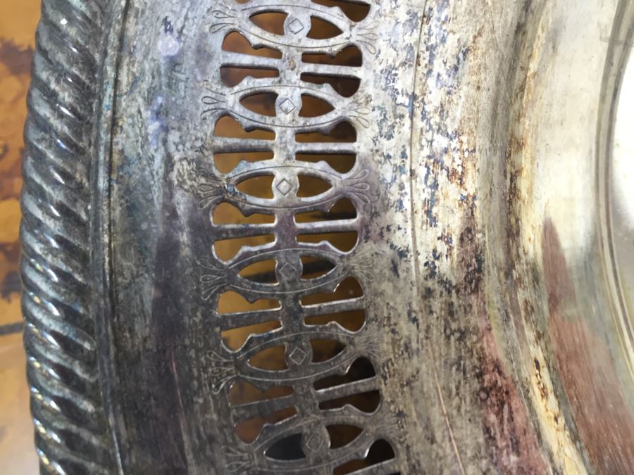 JUST ADDED - 12' Silverplate Platter Filled With Striped Grosgrain Ribbon (Each Ribbon Retains $9) [Photo 8]