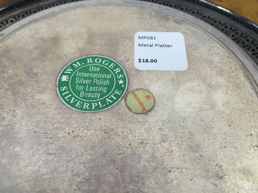 JUST ADDED - 12' Silverplate Platter Filled With Striped Grosgrain Ribbon (Each Ribbon Retains $9) [Photo 7]