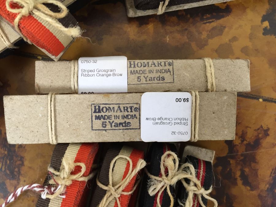 JUST ADDED - 12' Silverplate Platter Filled With Striped Grosgrain Ribbon (Each Ribbon Retains $9) [Photo 3]