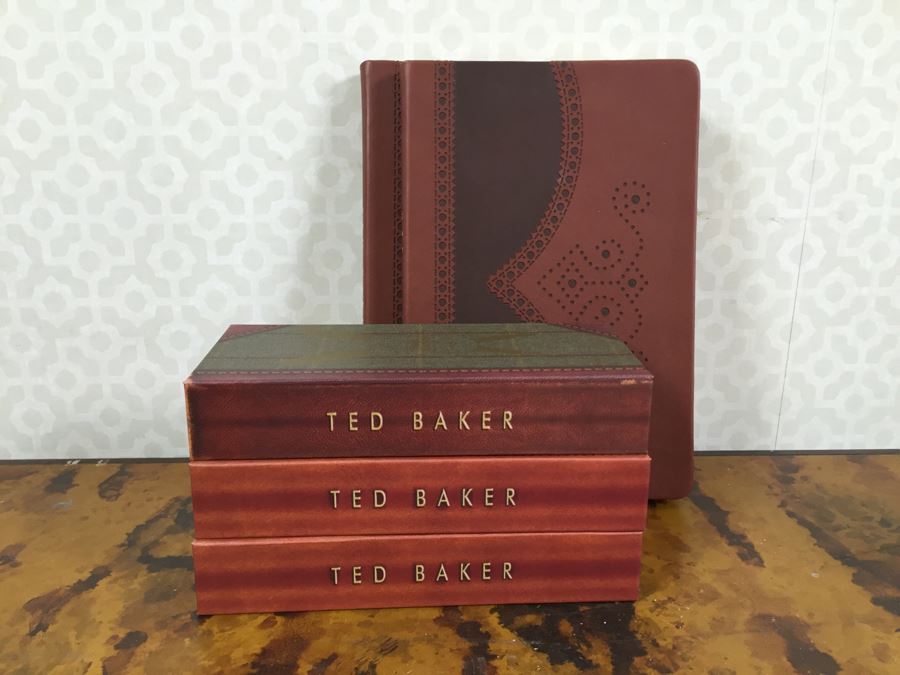 JUST ADDED - Set Of (3) NEW Ted Baker London Men's Ballpoint Pens And (2) NEW Ted Baker Brogues Lined Notebooks [Photo 1]
