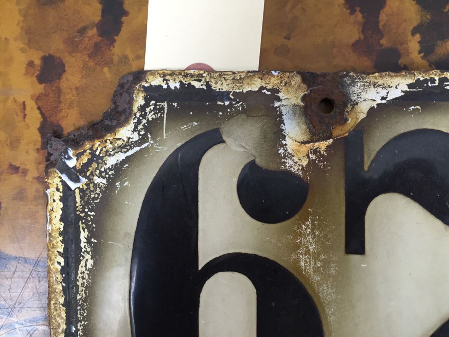 JUST ADDED - Vintage Enamel Number 67 Sign 8' X 8' [Photo 3]