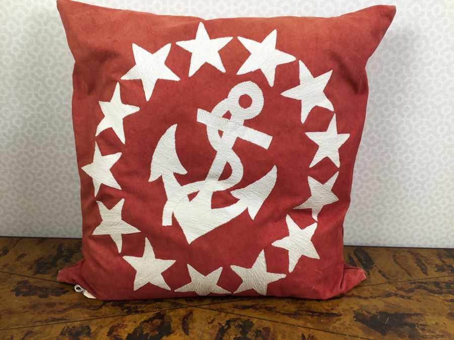 JUST ADDED - Pair Of Red Designer USN Throw Pillows [Photo 6]