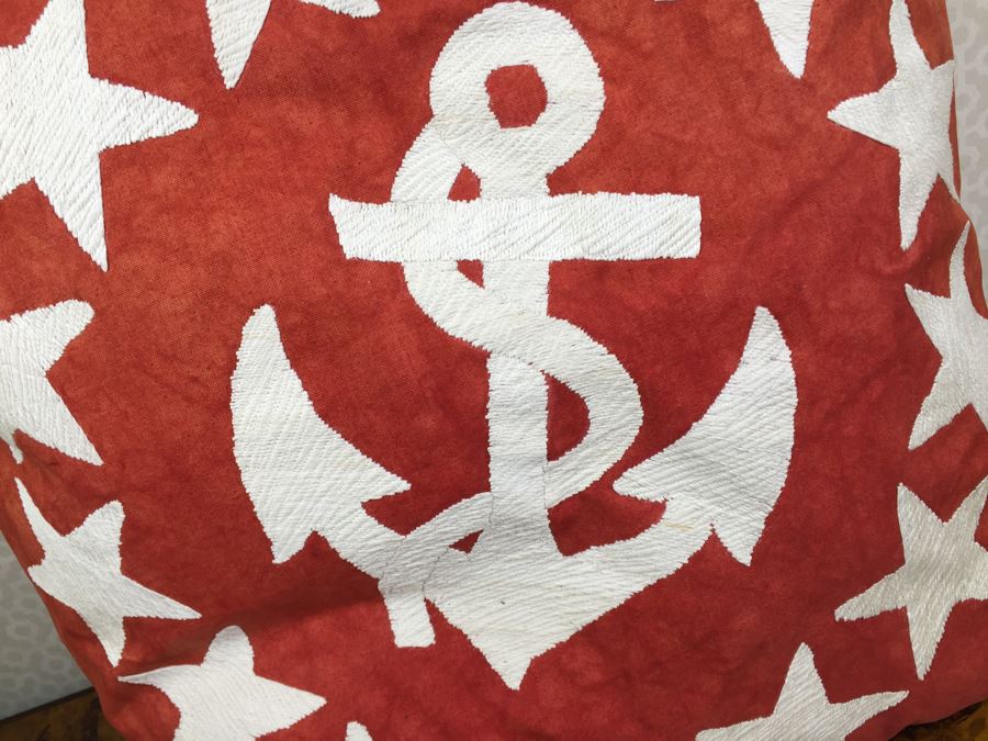 JUST ADDED - Pair Of Red Designer USN Throw Pillows [Photo 3]