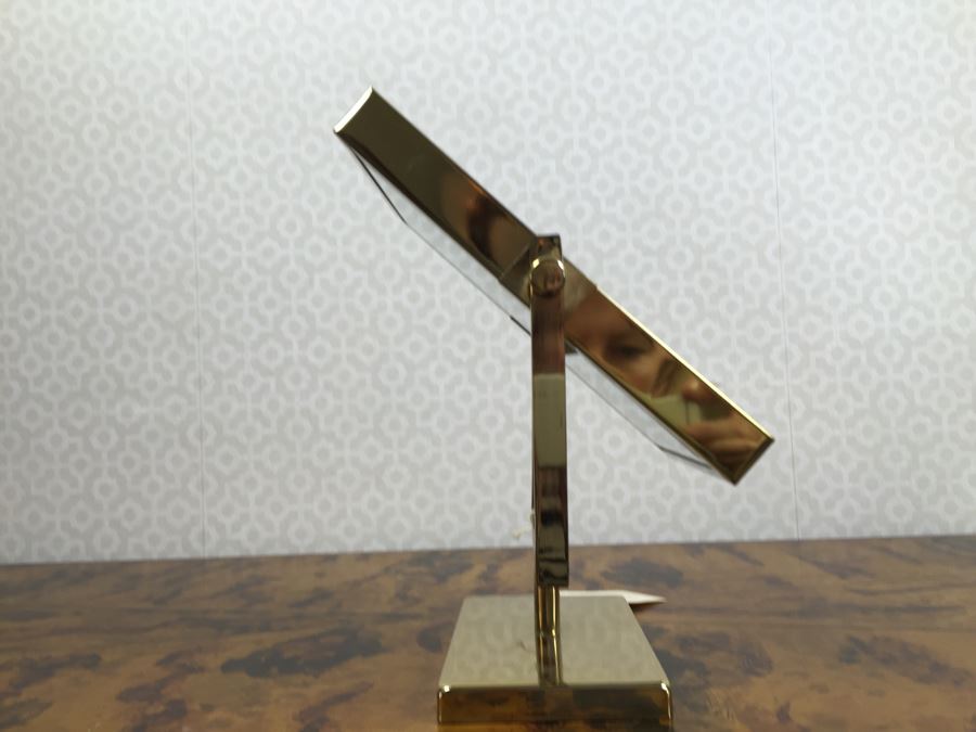 JUST ADDED - Brass Swivel Table Vanity Mirror With (2) NEW Glass Sided Boxes, (5) Rings And Earrings [Photo 16]