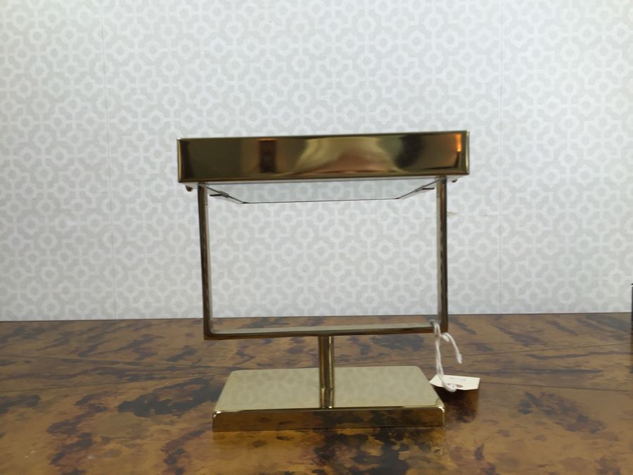 JUST ADDED - Brass Swivel Table Vanity Mirror With (2) NEW Glass Sided Boxes, (5) Rings And Earrings [Photo 15]