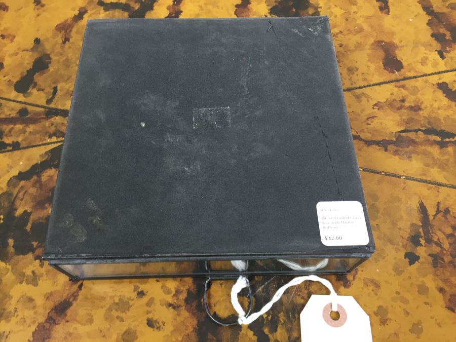 JUST ADDED - Brass Swivel Table Vanity Mirror With (2) NEW Glass Sided Boxes, (5) Rings And Earrings [Photo 12]